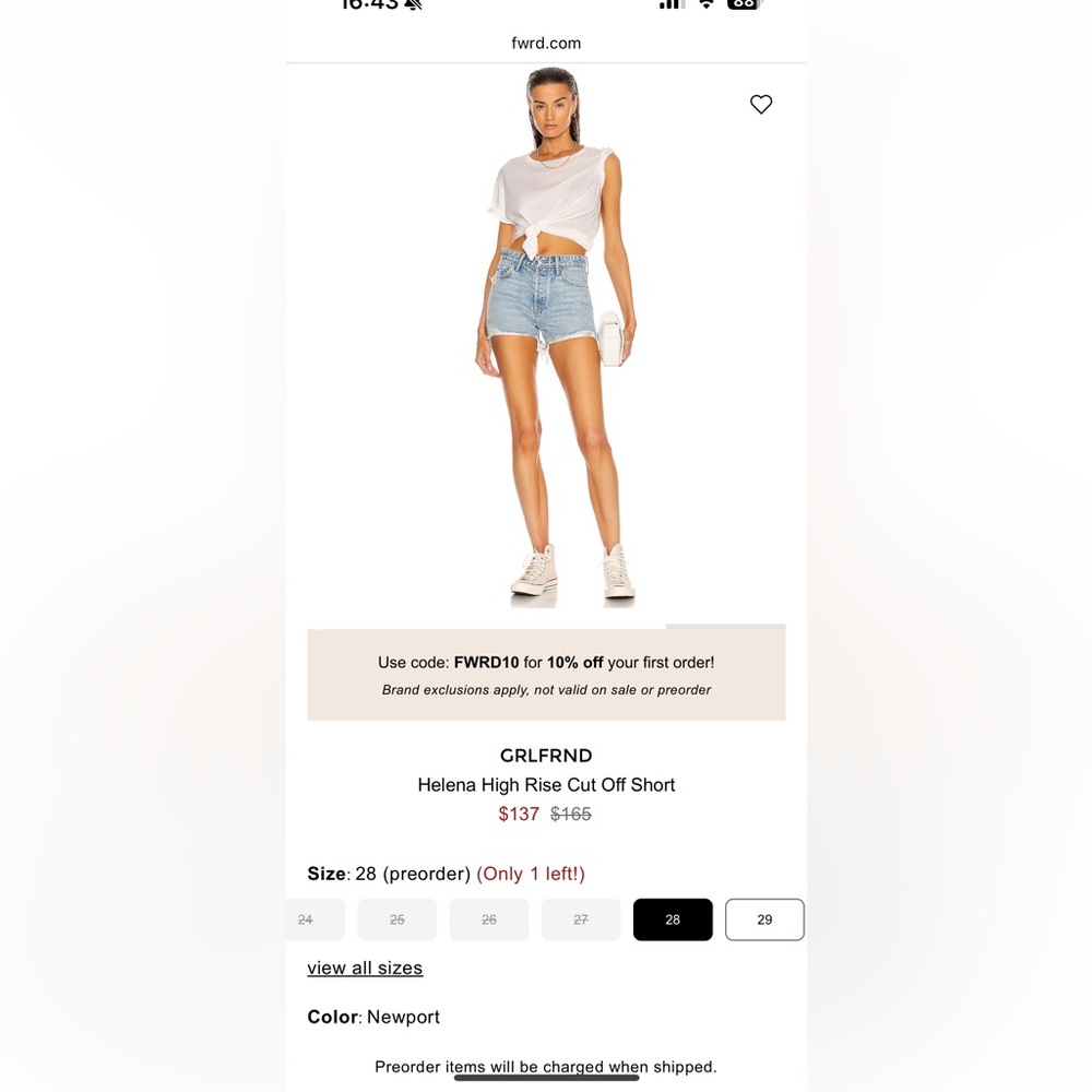 GRLFRND Faded Blue Frayed Denim Shorts - Picture 2 of 9